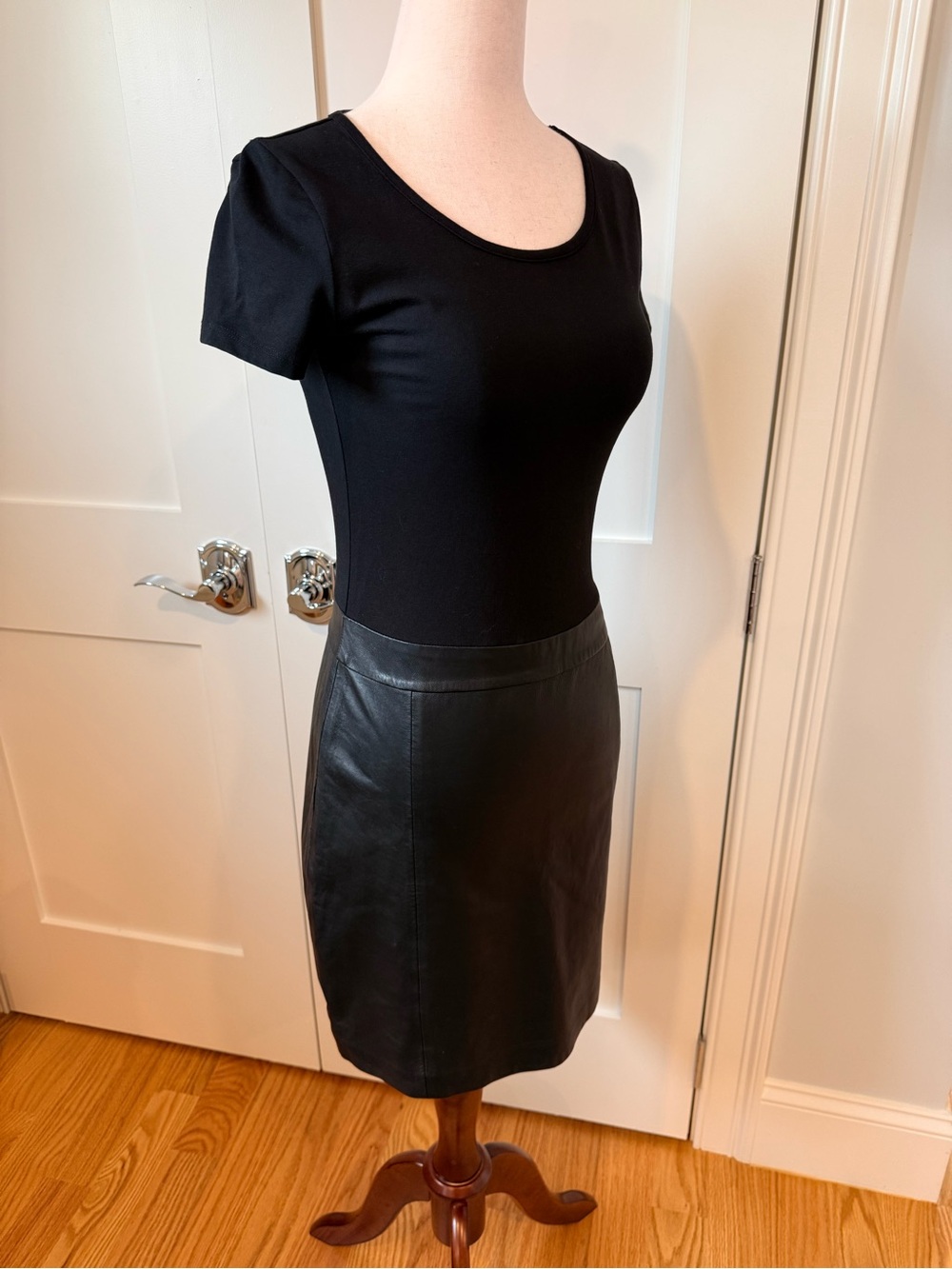 Theory Solara Black Leather/Knit Dress - Picture 11 of 13